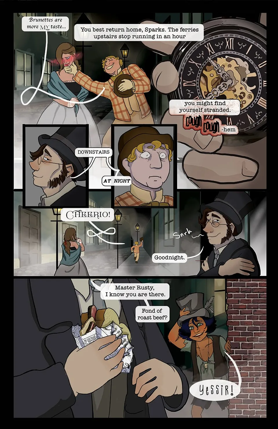Downstairs... at night., page 0