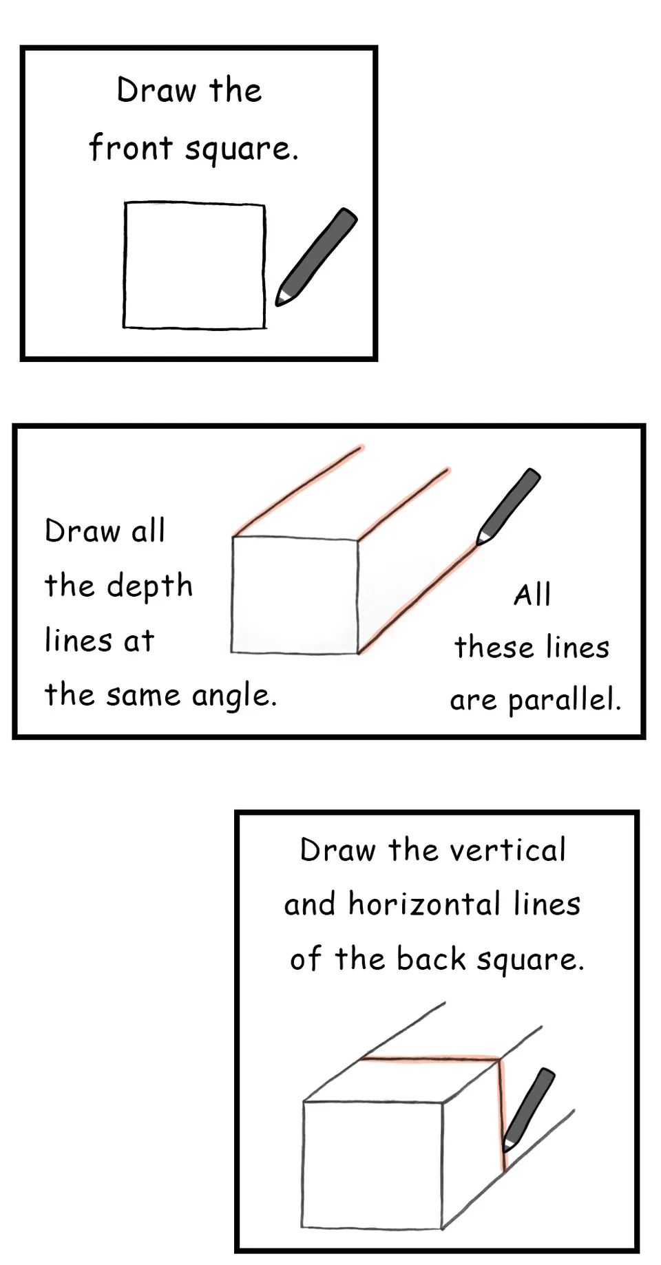 77. ◆How to Draw the Outline of a Cube, page 3