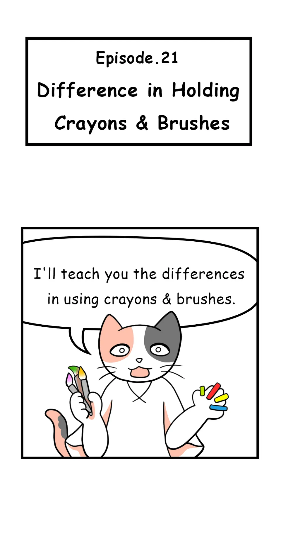 21. ◆Difference in Holding Crayons & Brushes, página 1