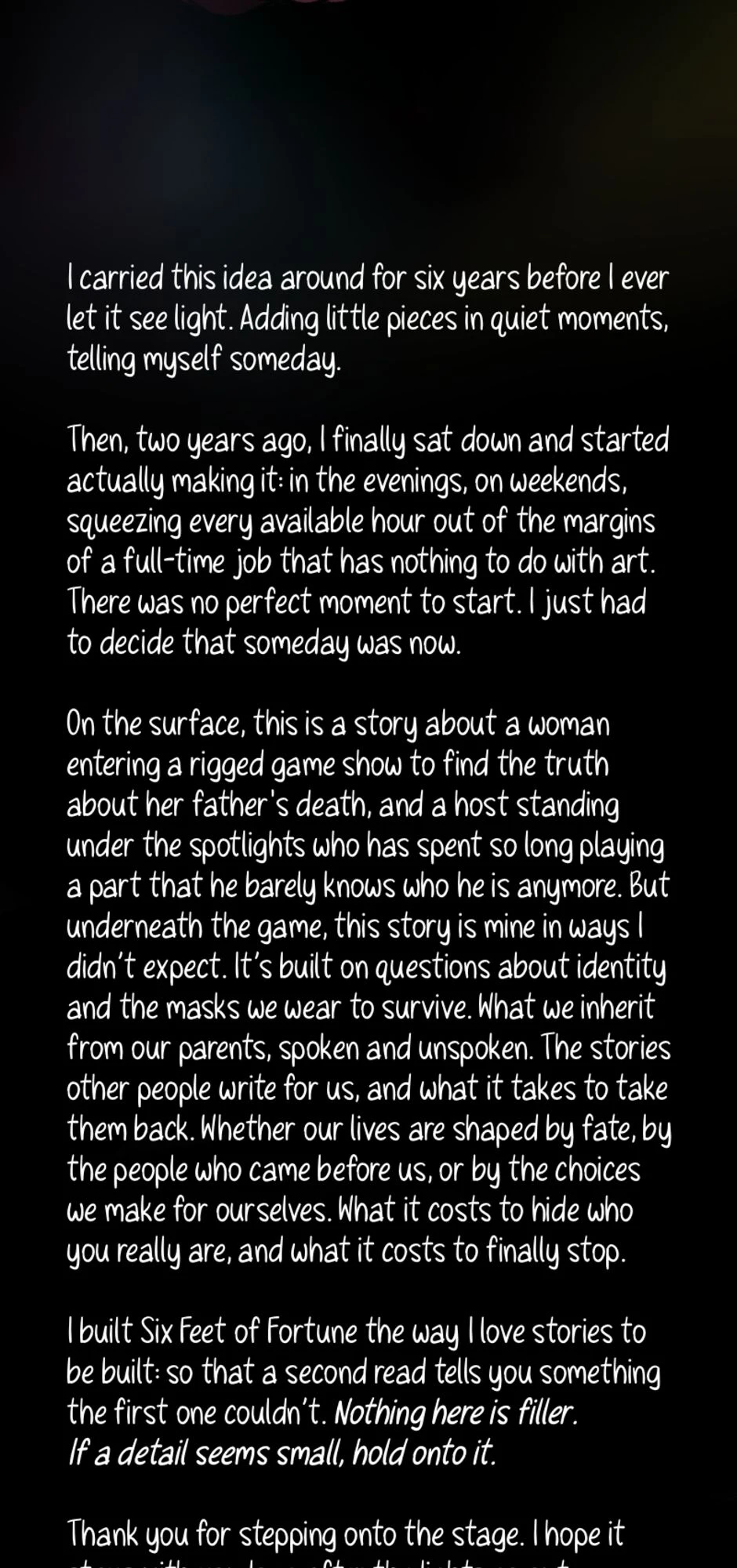 Author's Note, Seite 2